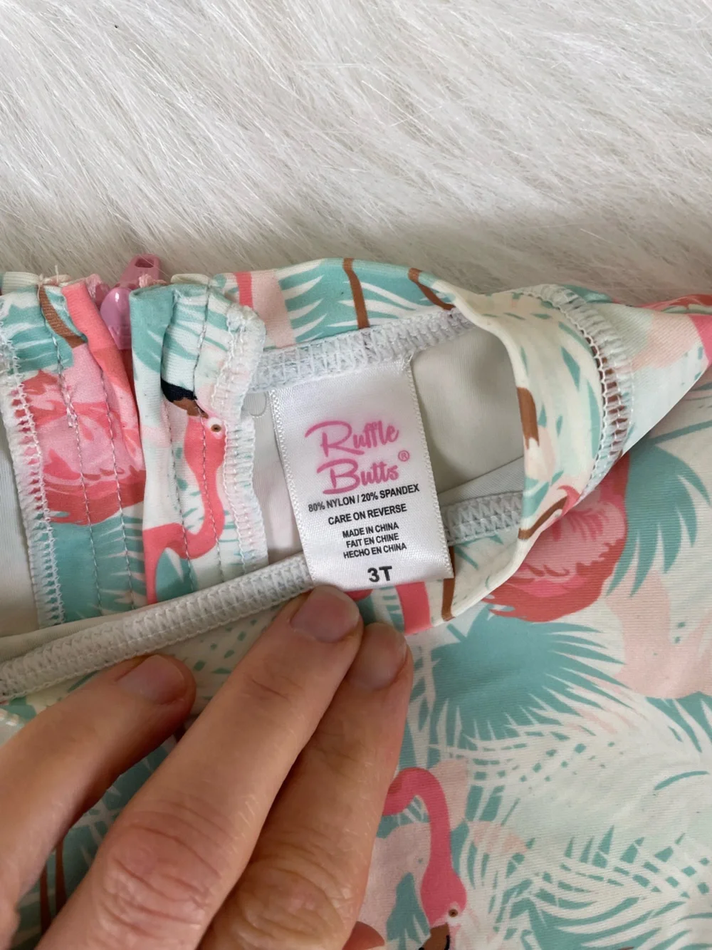 Ruffle Butts Mint and Pink Flamingo Long-Sleeve One-Piece